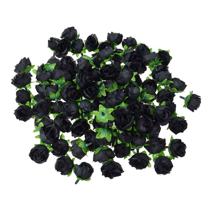 

100 x Artificial Flower Head Roses Deco Rosettes DIY Wedding party Baptism BLACK