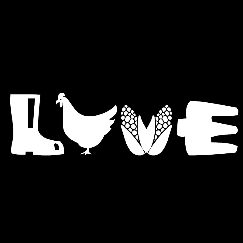 

16*4.4cm Farm Chicken Love Word Art Vinyl Car Window Decal Sticker Car Accessories Motorcycle Helmet Car Styling, Color