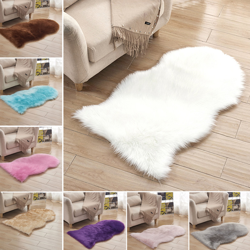 

Faux Fur Rug For Sofa Hairy Carpet Artificial Wool Sheepskin Parlor Room Decor Floor Mat Fluffy Soft Rest Area Blanket Seat Pad, Black