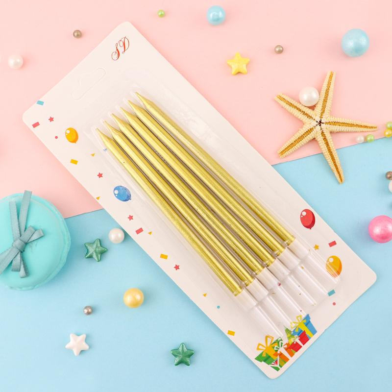 

Cakelove 6 PCS Golden Long Pencil Cake Candle Safe Flames Kids Birthday Party Wedding Cake Candle Decoration Favor Supplies New