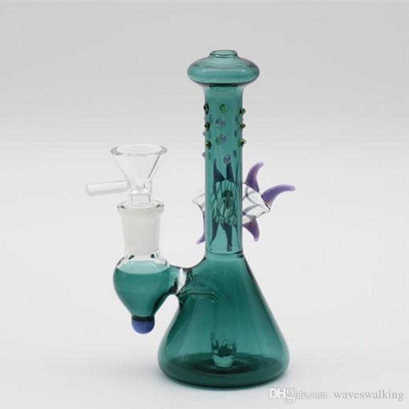 

15cm tall hookahs Glass Bongs With Joint size 14.4mm two fuction smoking water pipes Hunter dab rigs