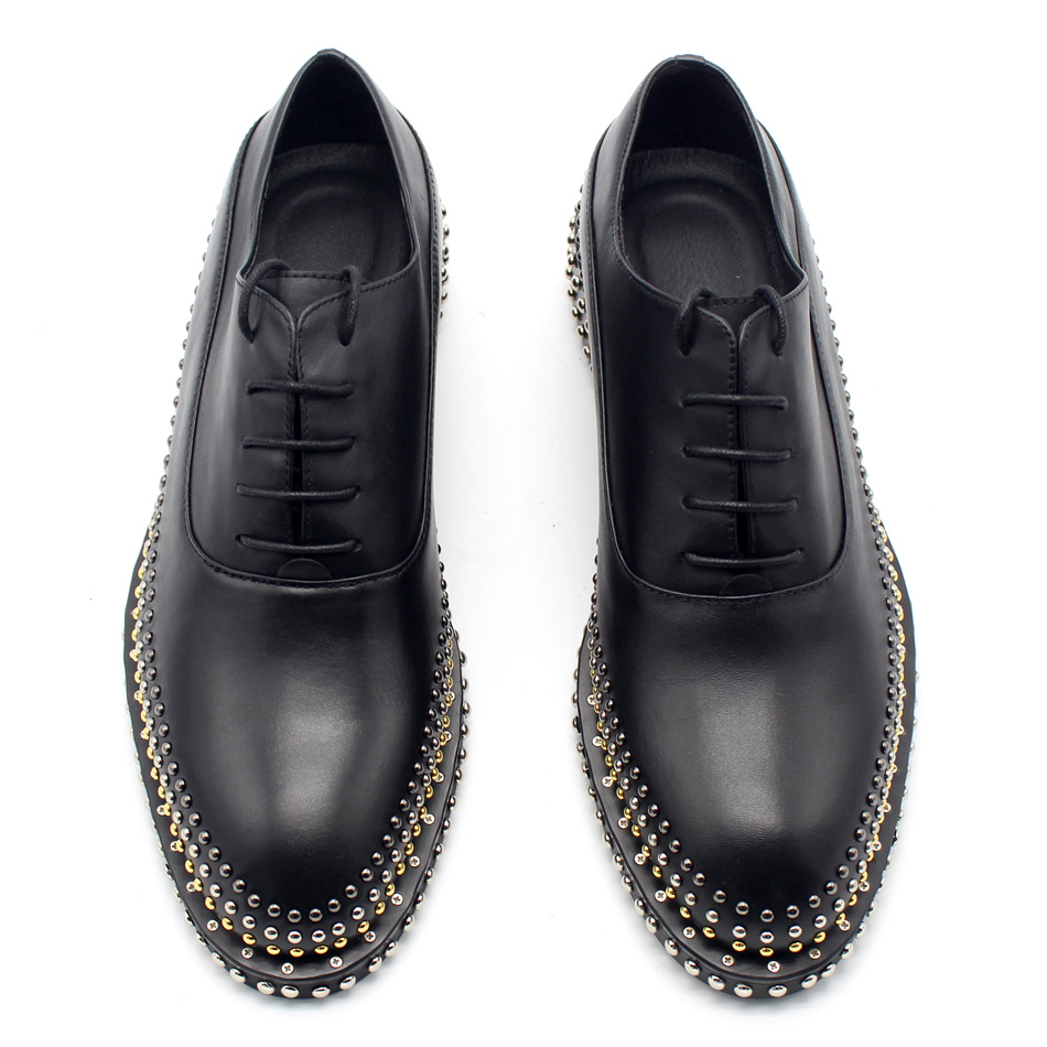 

Handmade Shoes Handmade Men's Leather Shoes Rivets Gentleman Leather Lace Men's Shoes Men Oxfords Real Picture, Red;white