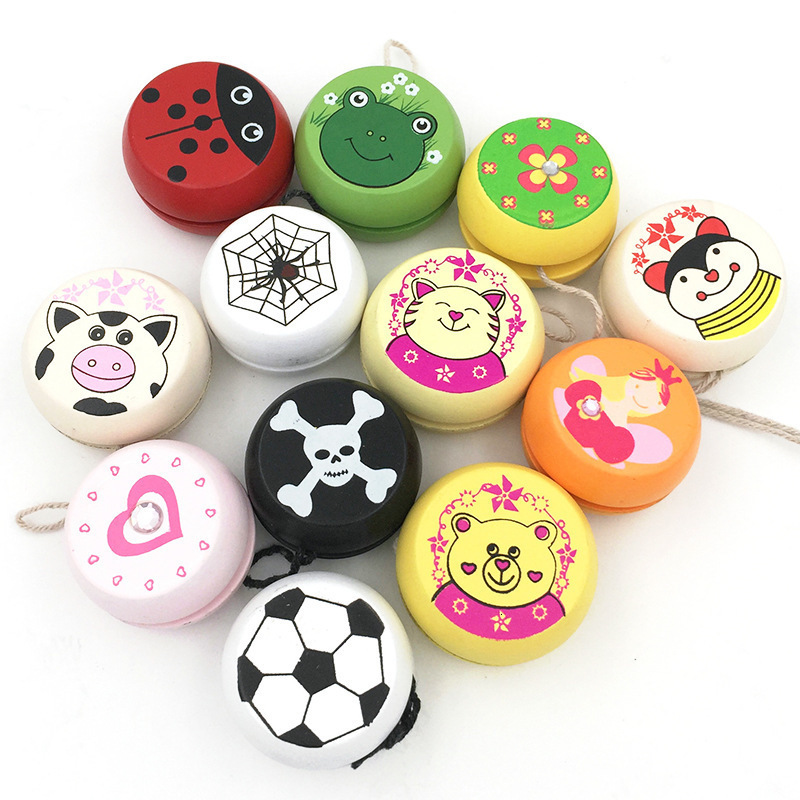 

Mix Wholesale 6 Pcs Cute Animal Prints Wooden Ladybug Toys Kids Yo-Yo Creative Children Yoyo Ball