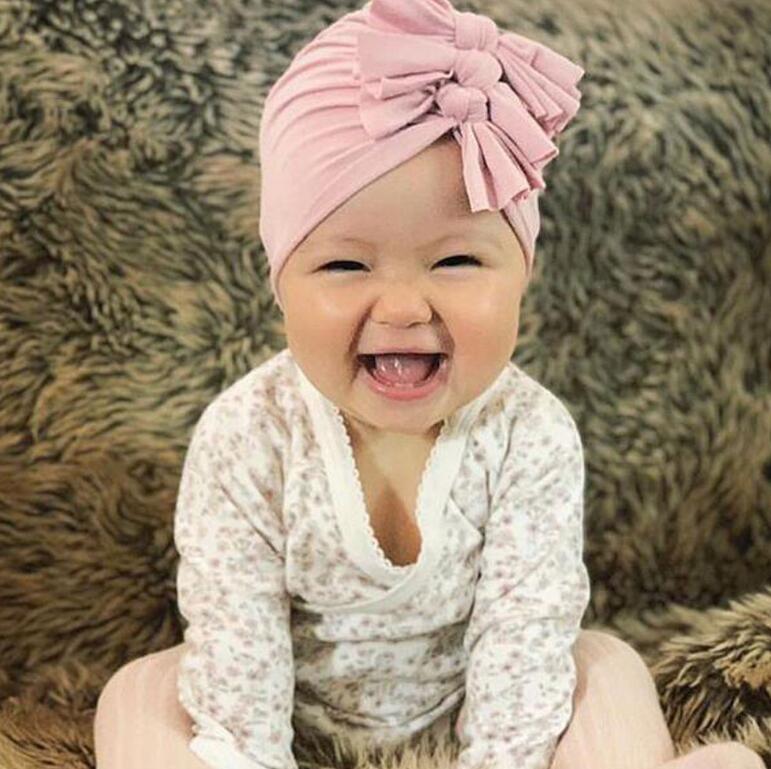 

Baby Turban Hats Newborn Toddler Elastic Hospital Hat Headwrap with Big Bow for Girls Boys free shipping, As pic