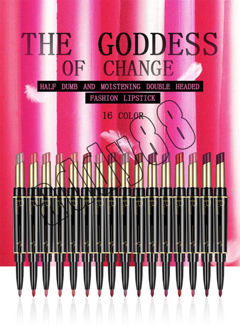 new Pudaier Makeup Professional Pudaier 16 Colors Velvet Matte Lipstick Dual Head Lipliner 2 in 1 Lipstick Pencil Lipstick-image-411163477