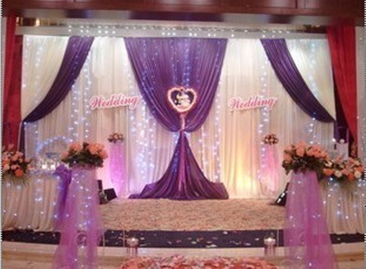 Wedding 3mx6m backdrop luxurious wedding supplies stage background with Beatiful Swag wedding stage backdrop decoration-image-454886575