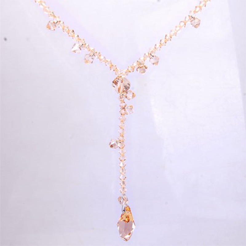 

Simple Elegant Long Crystal Necklace Sweater pendant women's jewelry pendant necklace sweater chain