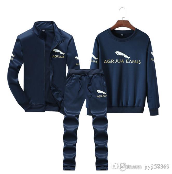 2018 autumn and winter leading fashion Jaguar men's sports suit casual long-sleeved baseball uniform jacket men's fitness sweater