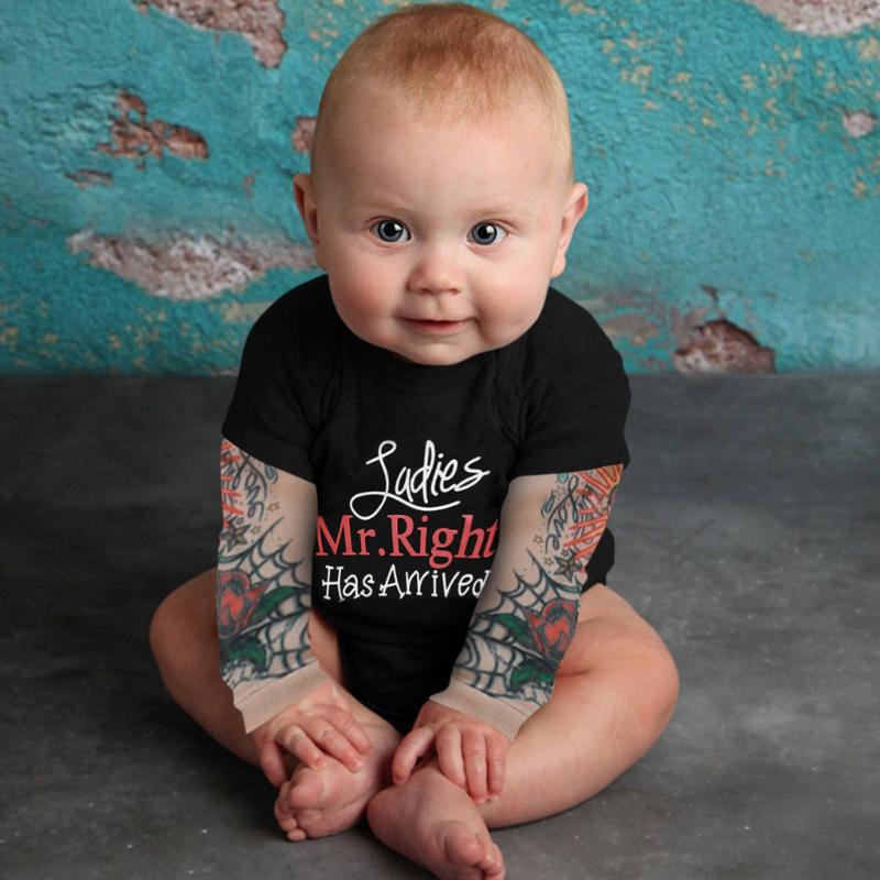 

Newborn baby boy tattoo printed long sleeve patchwork romper newborn baby clothes infant clothing romper, Black