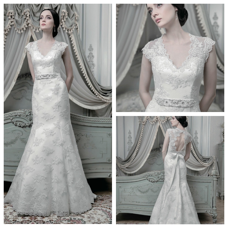 wedding dress with red ribbon on waist