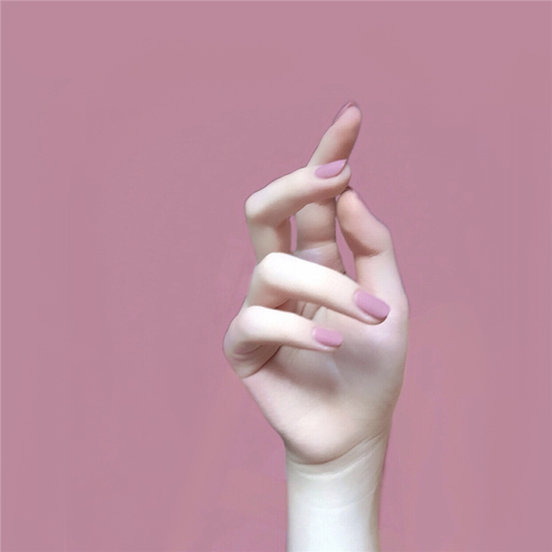 

442- frosted pink and purple short side wear nail art bride's nail fake nails patch art.