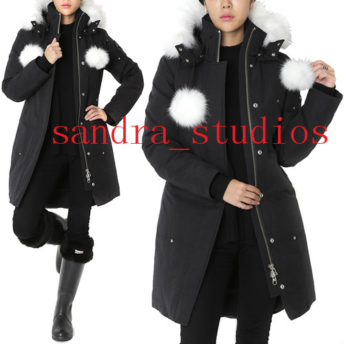 

@Sandra_studios TOP BLACK Ladies stirling Long Parka Hooded with Real Fox fur collar 925 Silver scissors on the arm, White collar