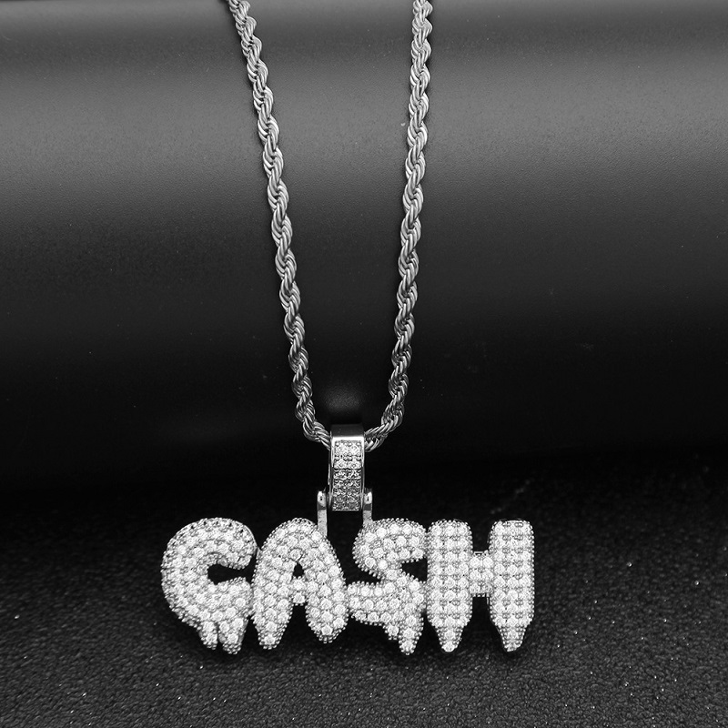 

Cash Letter Pendant Necklace Mens Hip Hop Jewelry High Quality Gold Silver Rapper Fashion Necklaces