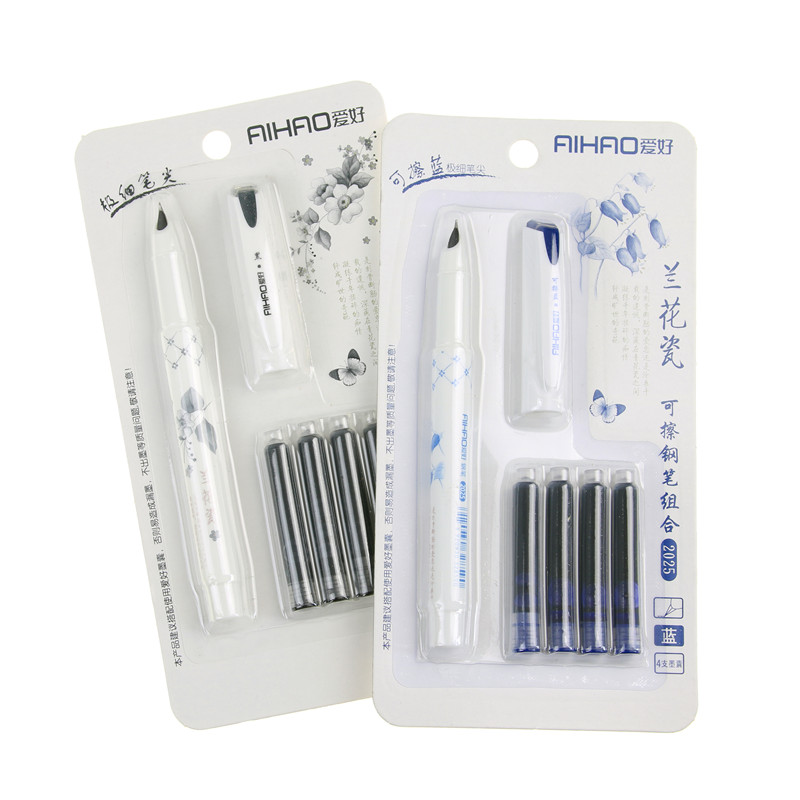 

Cute Kawaii Orchid Porcelain Plastic Erasable Fountain Pen With Ink Sac For Writing Korean Stationery, Red