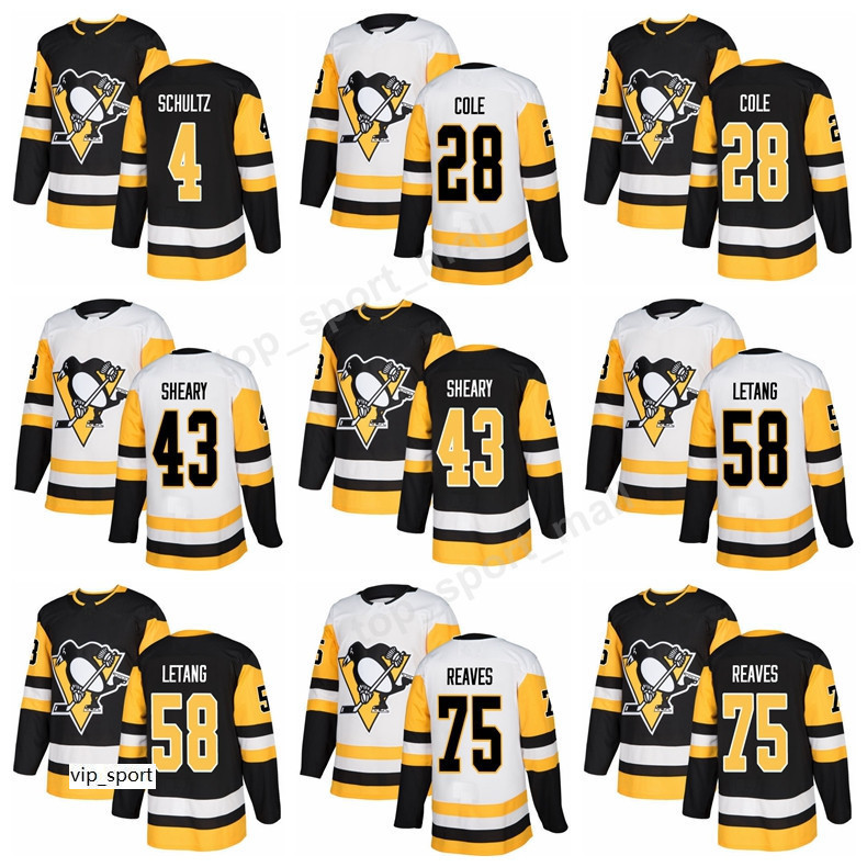 

New Pittsburgh Penguins Jerseys 58 Kris Letang 4 Justin Schultz 43 Conor Sheary 75 Ryan Reaves 28 Ian Cole Ice Hockey Jerseys Black, 58 black