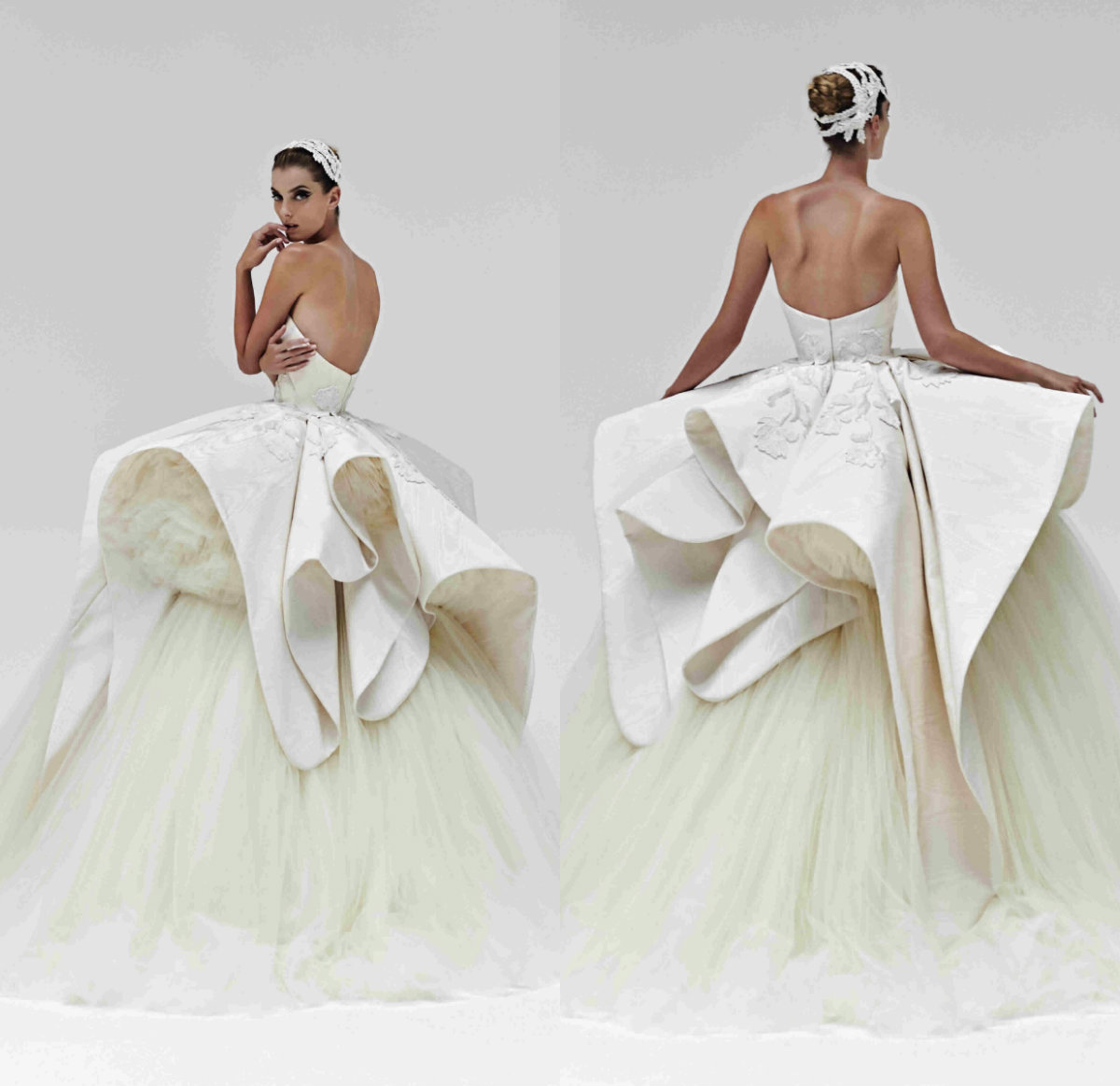 

2020 Azzi & Osta Evening Dresses A Line Ruffles Tulle Gorgeous Tiered Skirts Prom Dress Custom Made Sweep Train Party Gowns Robes De Soirée, Pink