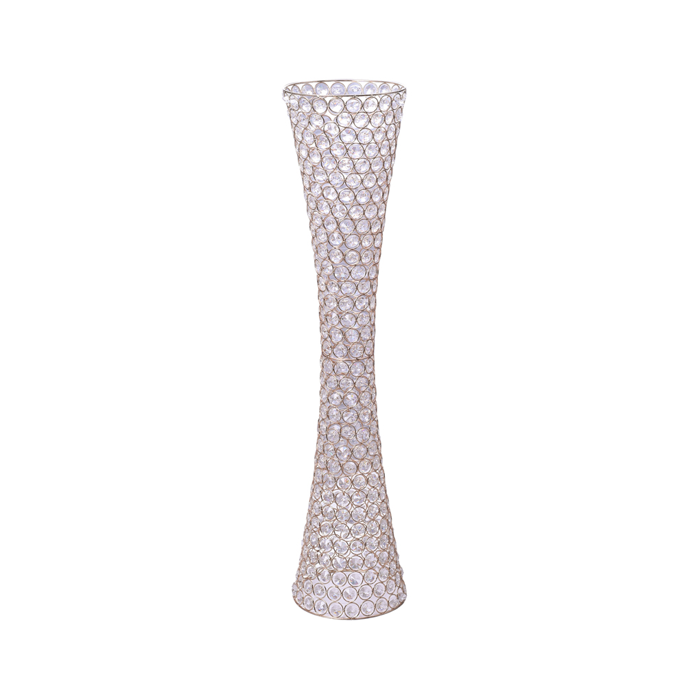 

New style Pretty waist shape tall candelabra wedding table centerpiece beaded crystal vase senyu0297