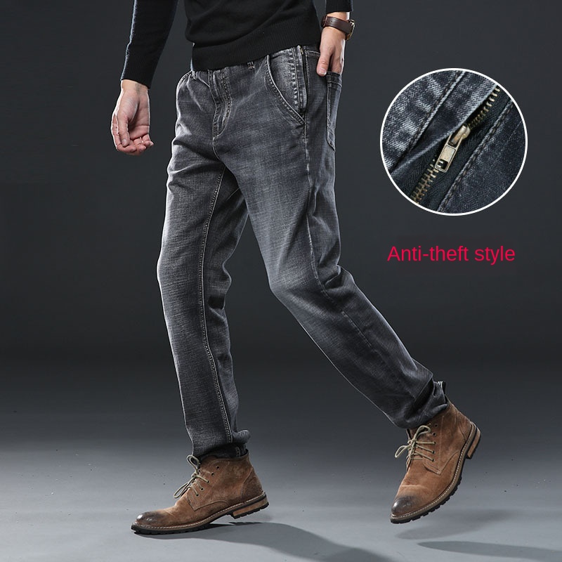 

Black Jeans Men Big Large Plus Size 46 48 140KG Mens Jean Elastic High Waist Man Loose Straight Denim Pants Trousers, 992