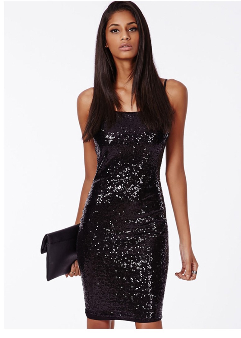 

Hot style Sexy Halter Sling Dress Sequined Bag Hip Dress Female Fashion dress Gorgeous color Skirt Free shipping vestido, Black