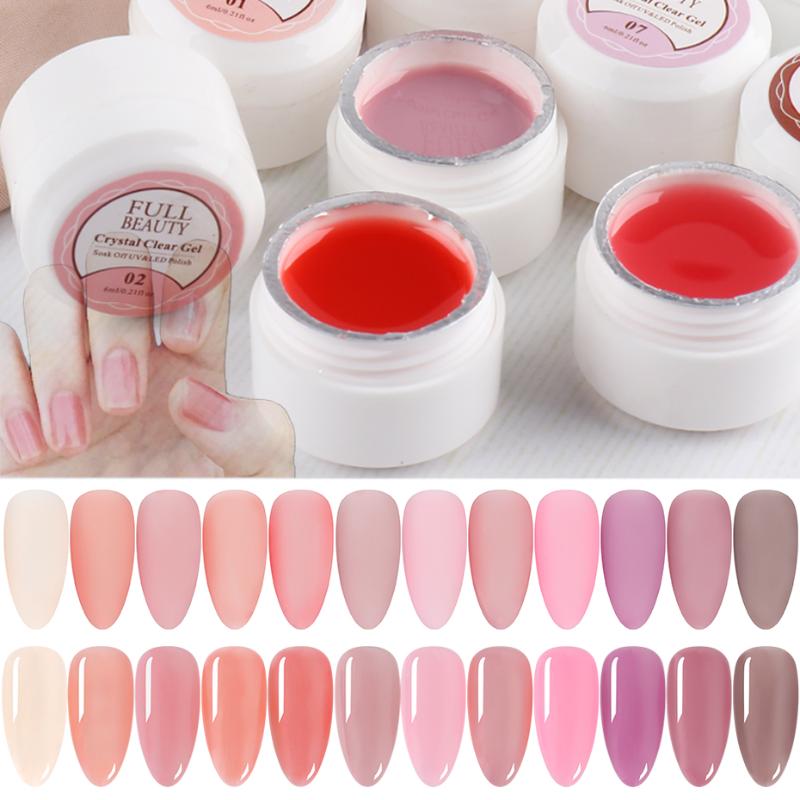 

Opal Jelly Gel Translucent Nail Polish Pink Purple Matte Semi Permanent Manicure Varnish Soak Off UV Gel Nail Art Lacquer LY1777, 10