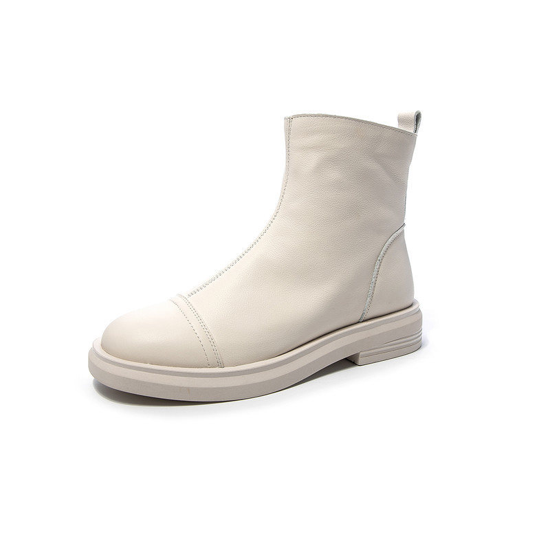 

Women Ankle Boots Arch Support Waterproof Leather Flat Heel Autumn Winter Short Boots women shoes, Beige