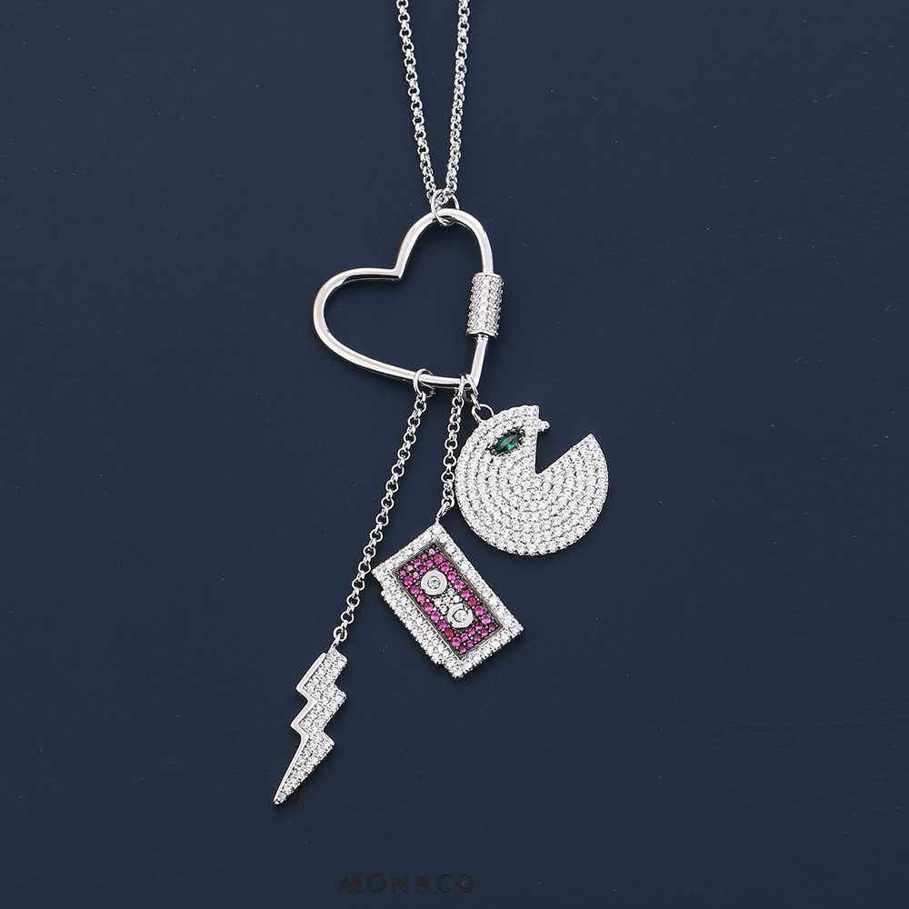 

Halloween gifts elegant necklace for women jewelry crystal necklaces with Full Shiny Cubiz Zircon female chain