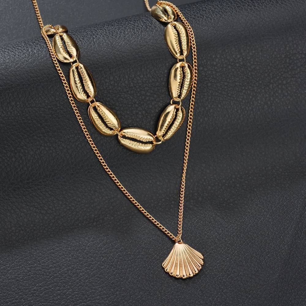 

Ornaments Posimi Second Alloy Shell Necklace Woman Concise Nation Wind Multi-storey Pendant Clavicle Chain
