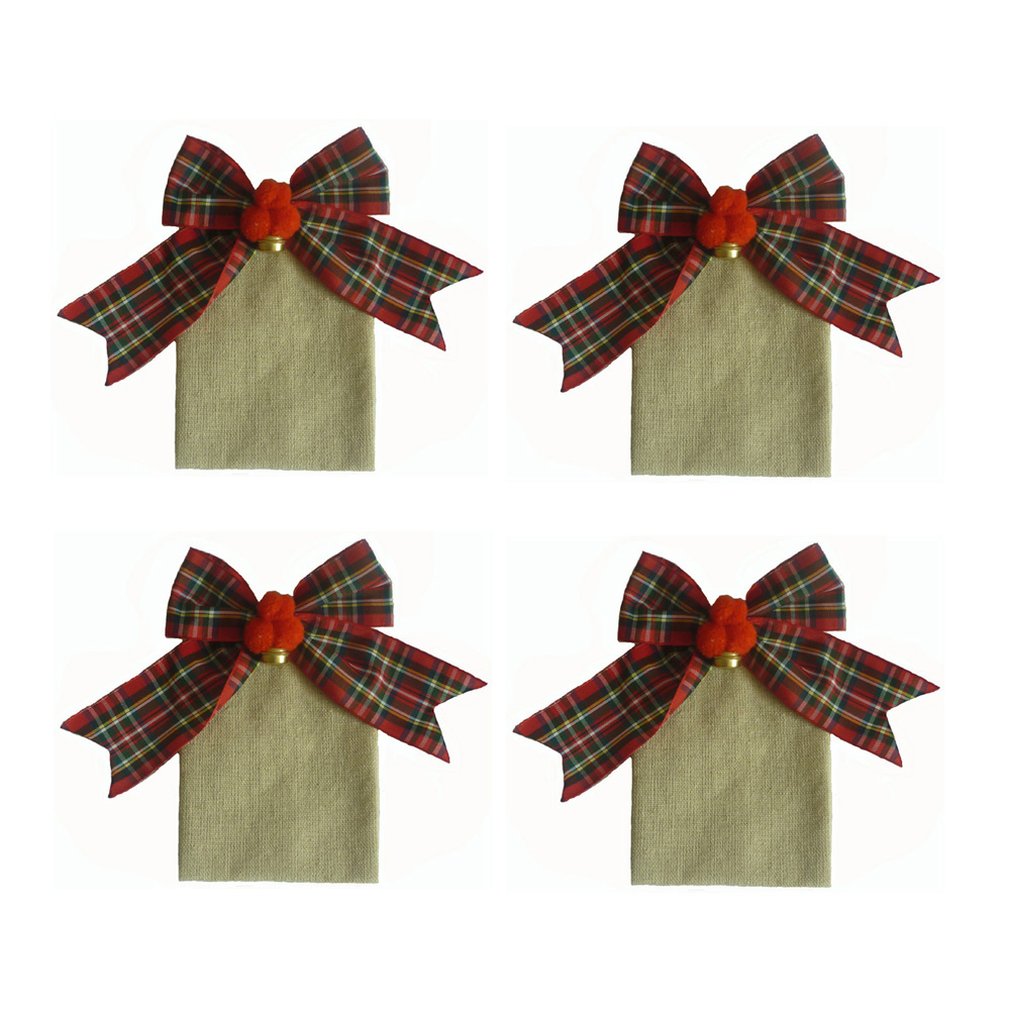 

Christmas Stocking Gift Bag Dinner Table Knife Fork Bag Cutlery Pocket Christmas Decorations Party Supplies Bow