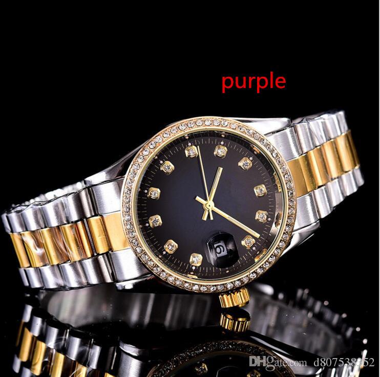 

automatic date luxury fashion men and women of the steel belt movement quartz clock men watch, Slivery;brown