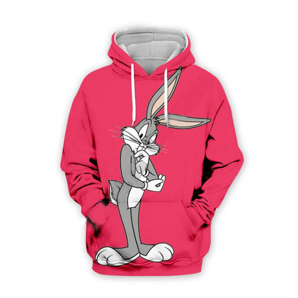 

New Fashion Women/Men Harajuku Style cartoon Bugs Bunny Casual 3d Printed Sweatshirts Hoodies Unisex Sportwear Coat R0129, Black