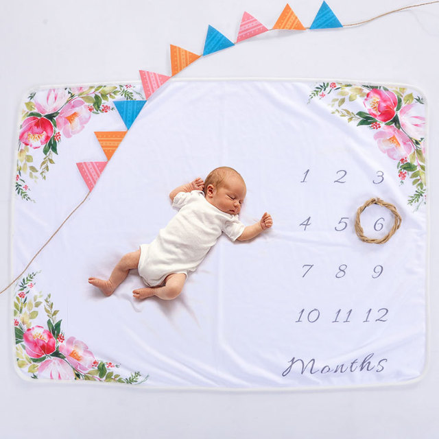 Fotograf/ía hito Manta beb/és reci/én nacidos Mantas Flores mensuales N/úmero apoyo de la foto Accessorries para los suministros para beb/és