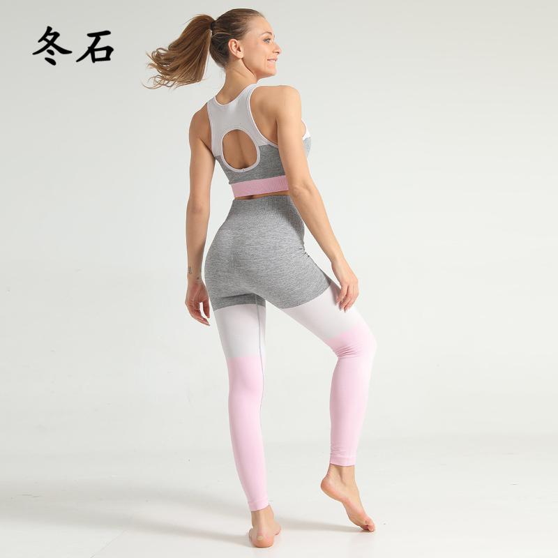 

2020 Women Seamless SPORTS set Fitness Suits GYM Cloth Yoga Bra Set High Waist Tight Leggings Workout clothing, Blue