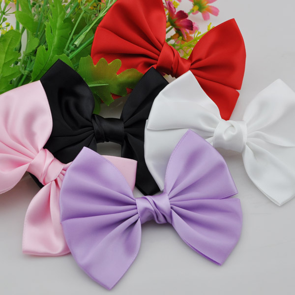 

5pcs Big Satin Ribbon Bows Wedding Appliques Sewing Handmade Flowers B156, Pink