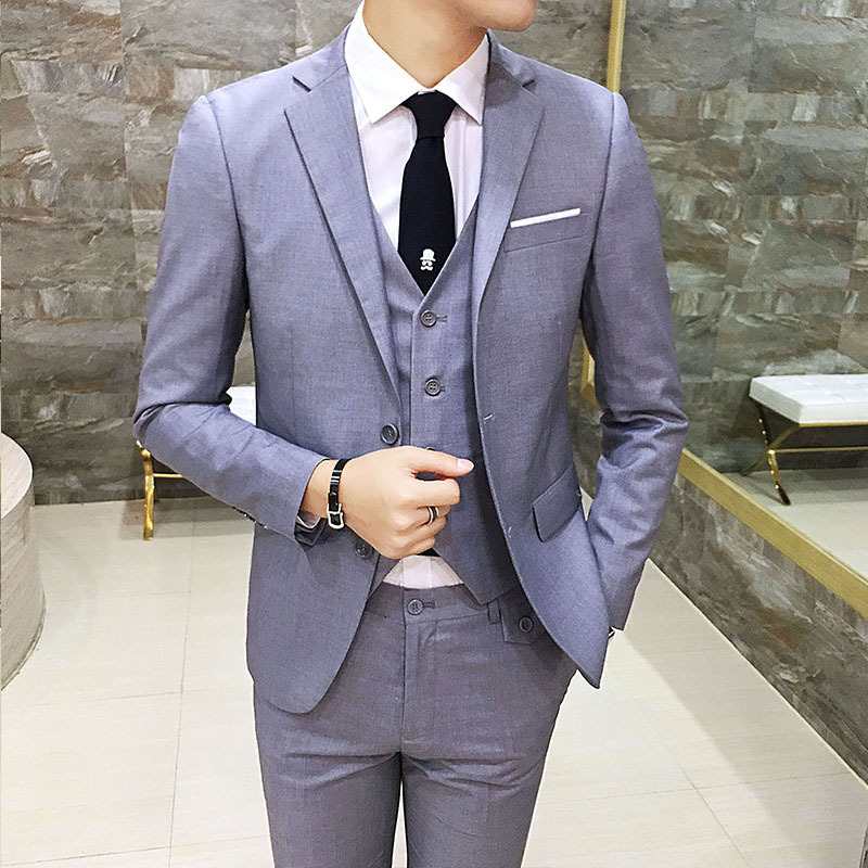 

Lastest Men Business Suit Set Casual British Style Three pieces Set Top Grade Formal Wear Wedding Handsome Groom Marriage Suit, Custom color