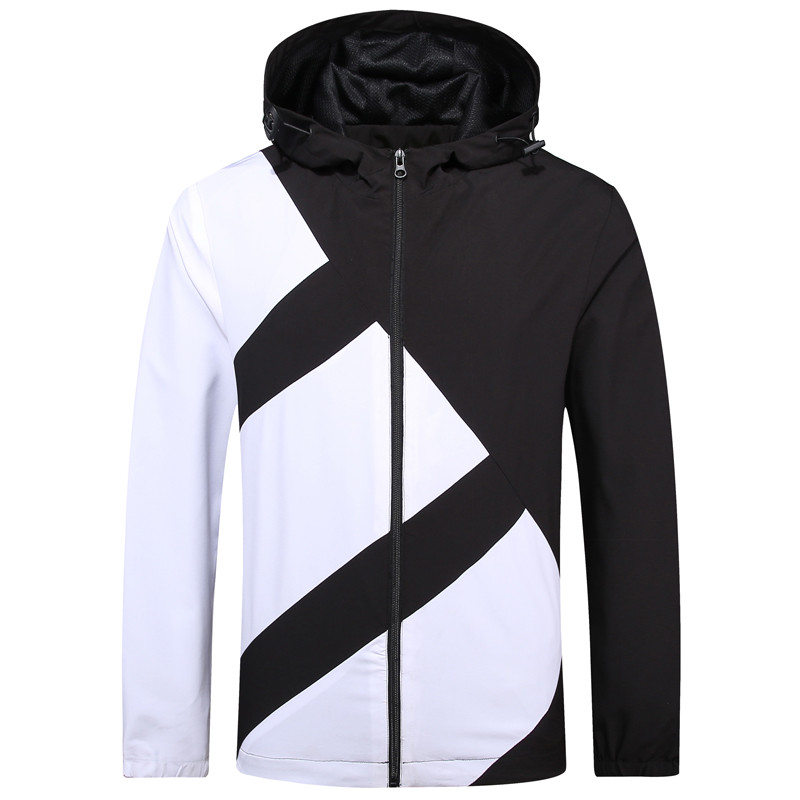 

New Spring Summer Men's Jackets Fashion Coats Young Male Casual Hooded Jacket Thin Overcoat Asian Size -4XL, Black