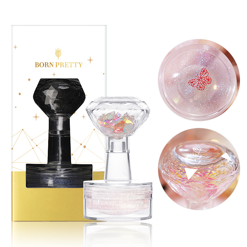 

Nail Crystal Seal Full Transparent Handle Diamond Laser Silicone Transfer Stamp Nail Stamp Stamping Tool