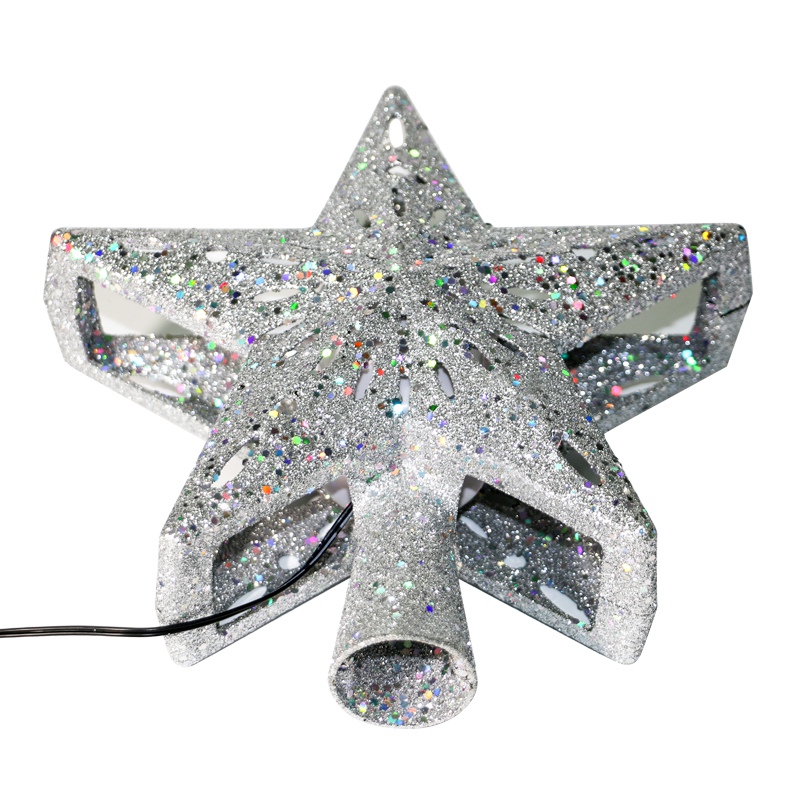 

3D Glitter Lighted Star Christmas Tree Topper Built-in Rotating LED Snowflake Projector Lights Xmas Home Decoration