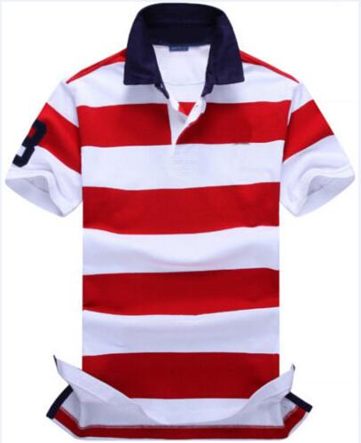 

New Striped Polo Shirts Big Horse Embroidery Men Fashion Clothing Casual Simple Short Sleeve Polos High Quality Cotton Green White, Red