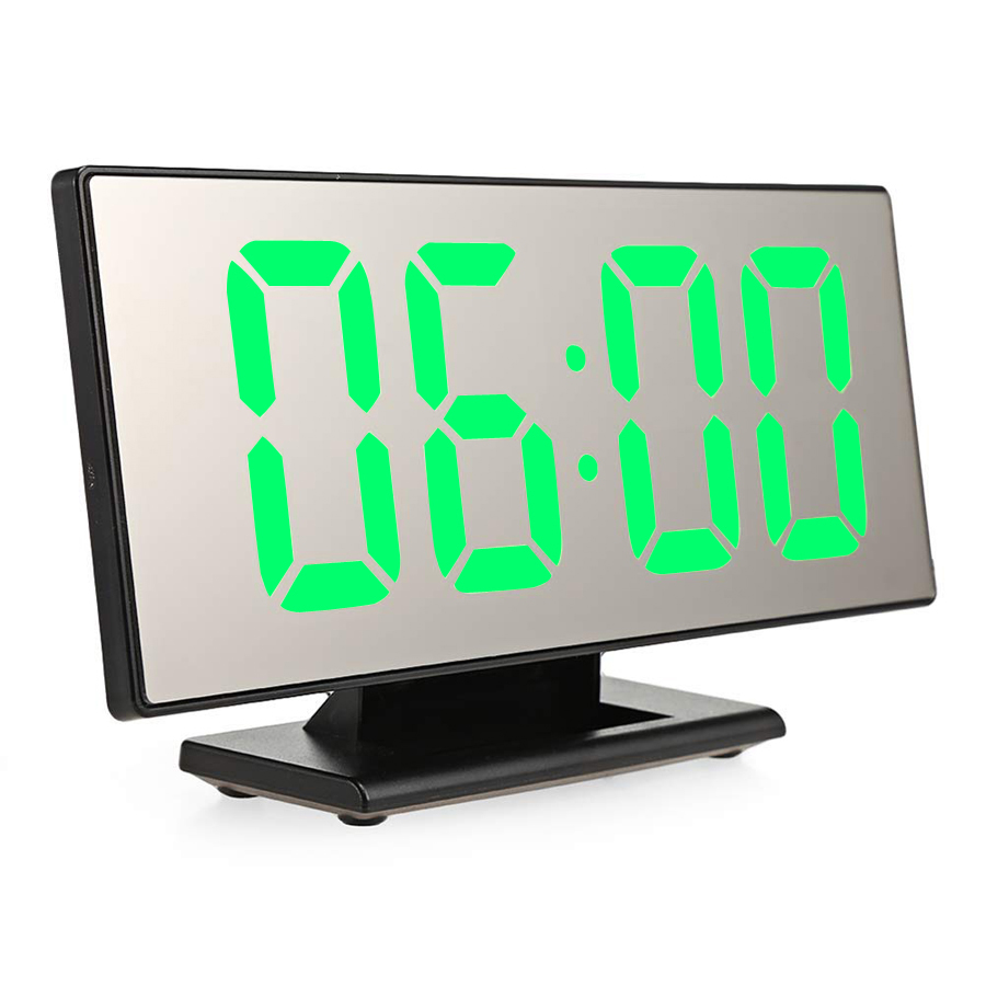 

LED Digital Alarm Clock Mirror Multifunction Large LCD Display Table Clock with Temperature Calendar Desktop Electronic Clocks