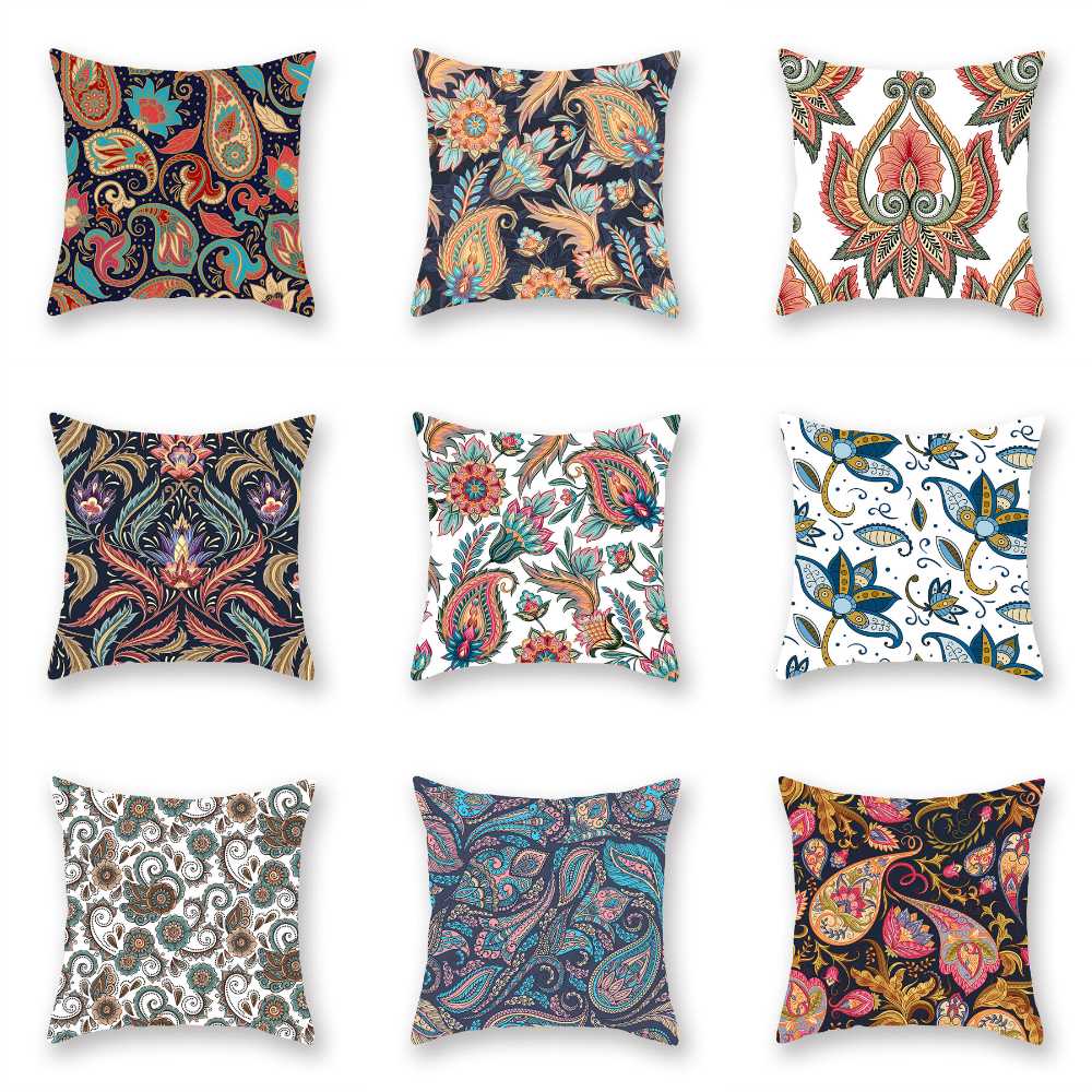 

Lychee Bohemian Cushion Cover Plant Printed Polyester Cushion Case for Sofa Seat Home Decorative Pillow Cover