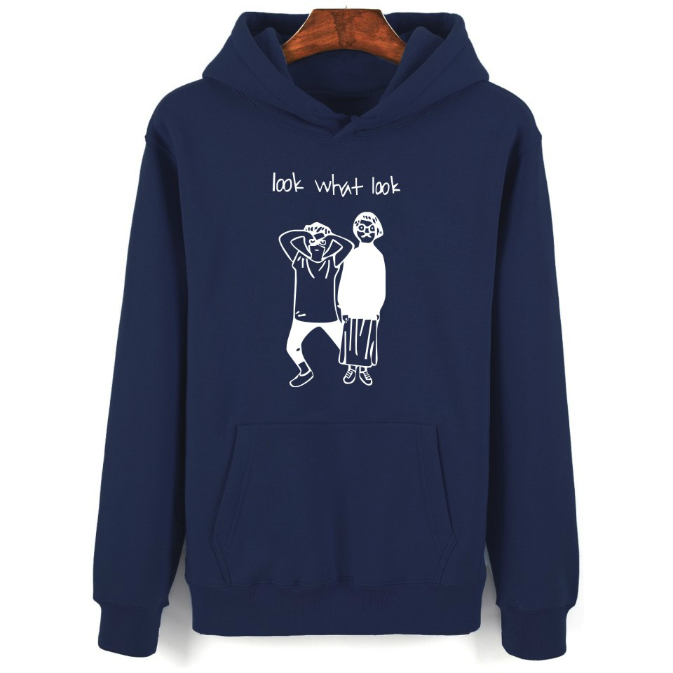 

Blackday Hip Hop oversized hoodie Sweatshirt Winter moletom masculino Fashion Letters 'LOOK WHAT LOOK ' and Cartoon Print Hoodies XL-4XL, Black