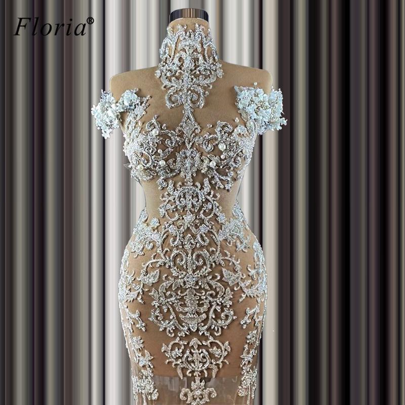 

Handmade Sewing Illusion Prom Dresses Long Sexy Mermaid Celebrity Dresses 2020 High Neck Red Carpet Runaway For Women, Black