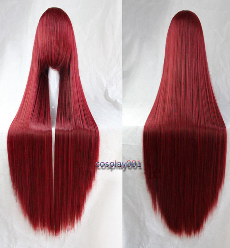 

Fairy Tail Erza Scarlet Wig Long Straight Dark Red Anime Cosplay Wig + Wig Cap
