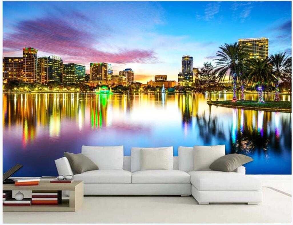 

WDBH 3d wallpaer custom photo mural on the wall Hd evening city river scenery TV background decor living room wallpaper for walls 3 d, Non-woven