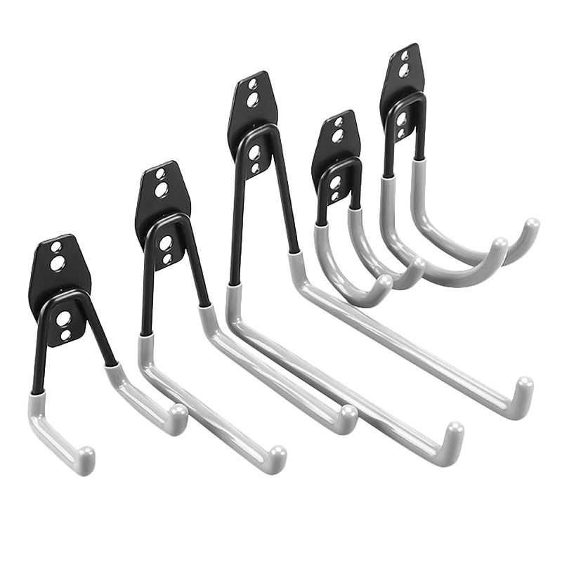 

5 Pcs Utility Storage Hooks, Wall Mount Anti-Slip Double Hooks for Home and Garage Organization