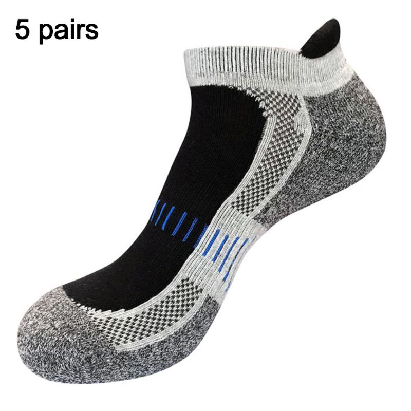 

Men 5pairs Trekking Walking Ankle Athletic Socks Cotton Blend Non Slip Ergonomic Soft Running Elastic Outdoor Sports Breathable, Grey