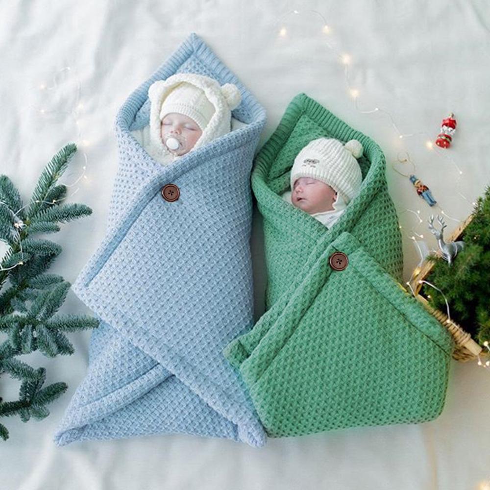 

High Quality Baby Sleeping Bags Envelope Candy Color Knitted Cocoon for Newborns Bebes Swaddle Wrapper Soft