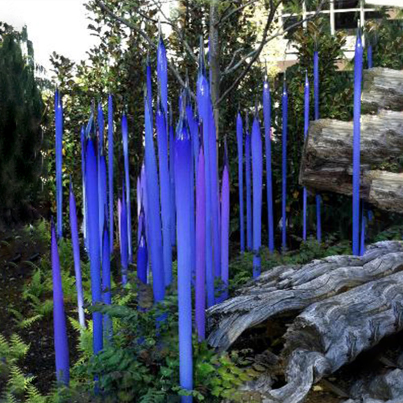 

Modern Murano Lamps Reeds for Garden Art Decoration Blue Glass Sculptures 100% Mouth Blown Sculpture