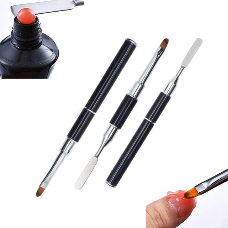 

1pc Dual-ended Nail Brush UV Brush Nail Double Head Stainless Steel Nylon Fiber Extension Pen Polish Tool DP