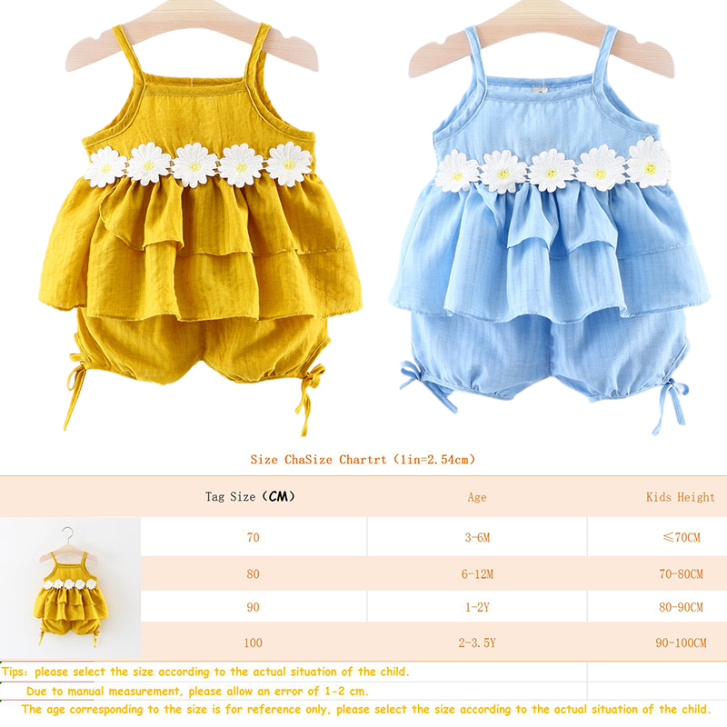 

2020 2pcs Baby's Sets Summer New Sleeveless Sling Soft and Cute Breathable Girl Baby Suit